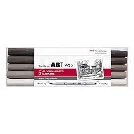 Tombow ABT PRO Alcohol-based Marker Pens Set of 5 - Warm Grey Colours