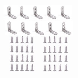 Meiyea 10PCS L Bracket, Corner Bracket with Screws, Right Angle, Corner Brace for Shelves 40mm