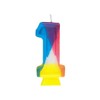 Unique Rainbow Number 1 Party Candle, 3", Multicolor