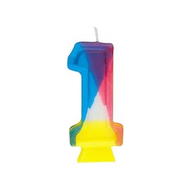 Unique Rainbow Number 1 Party Candle, 3", Multicolor