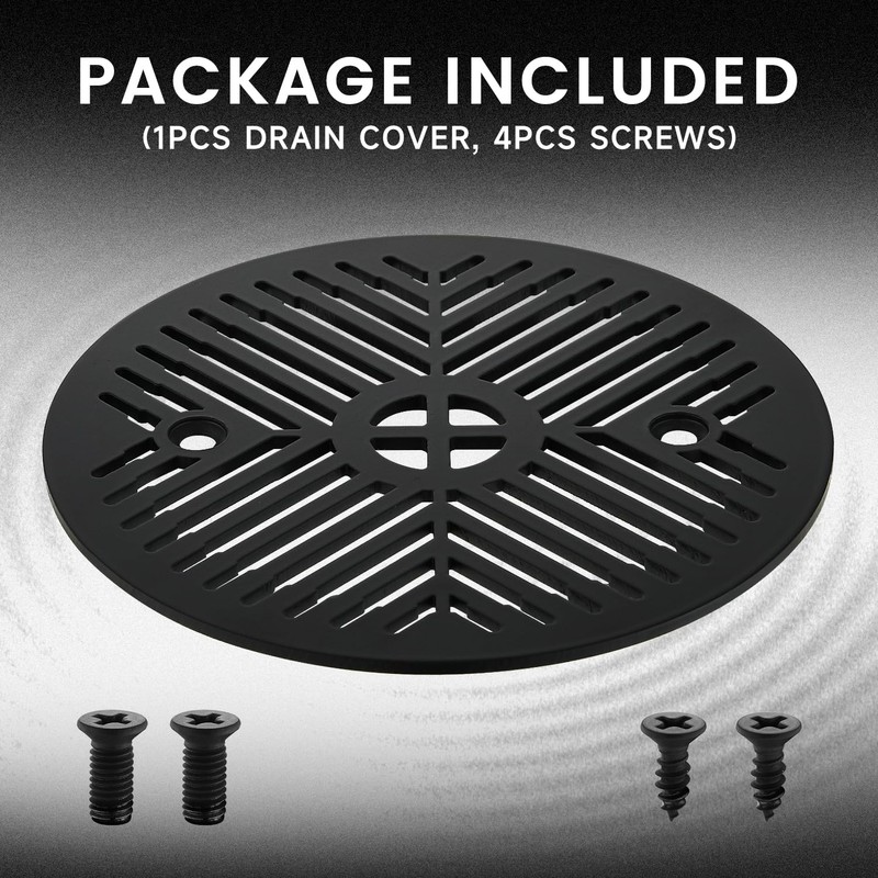 4-1/4 Inch Shower Strainer Drain Cover, Matte Black Floor Drainer,
