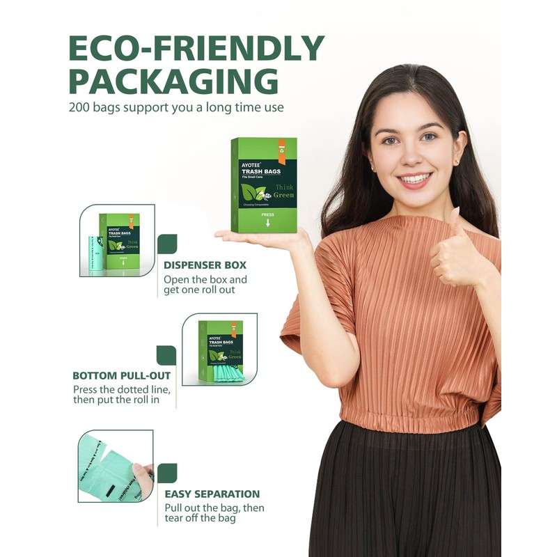 AYOTEE 200 Count 1.2 Gallon Small Biodegradable Trash Bags, Compost