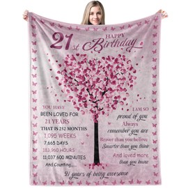 GRESATEK Gifts for 21 Year Old Girl, 21 Year Old Girl Birthday Gifts for Her 21st Birthday Decorations Blanket Best Gifts Ideas for Girl Throw Blankets 50"X60"