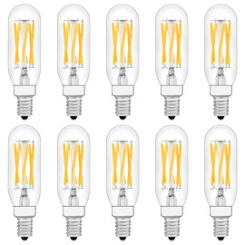 Raheem T8 LED Bulb, E12 Dimmable LED Bulb, 110v 600Lumens 3000k 60W Equivalent, Clear Glass Tubular Light Bulb, Best Replacement for Incandescent Bulb, Candelabra LED Bulbs, 10 Pack (Warm White)