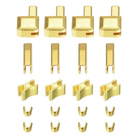 uxcell 4Sets Zipper Repair Kits, #10 Retainer Box & Insertion Pins, Top & Bottom Stops, Slider Retainers for Bags Coats Zippers Replacing, Gold Tone