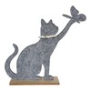Goldbach Decorative Cat with Butterfly on Wooden Base 29 cm