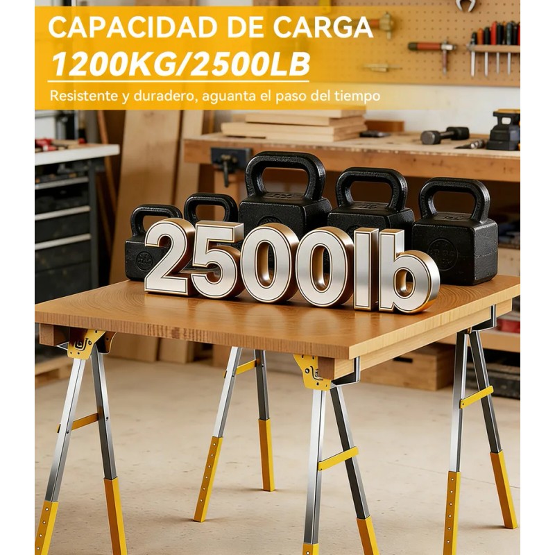 Burros Mesa De Trabajo Plegable 2pzs 1200kg Multiusos Carga Caballete