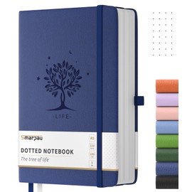 Smarpau Bullet Dotted Journal A5, Hardback Notebook with 320 Pages 100GSM Thick Paper, Leather Journal for Women Men Work School Office - 14.5 x 21cm, Deep Blue