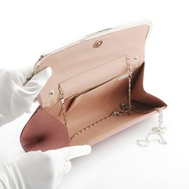 Damara Womens Simple Pleated Satin Clutch Evening Bag (White)