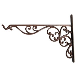 Esschert Design Decorative Hanging Basket Brackets, Hanging Basket Hooks, XL, Single, 35.5 x 2.4 x 24.7 cm, rust brown