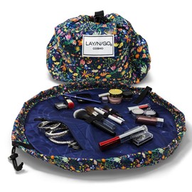 Lay-n-Go Cosmo Drawstring Cosmetic Pouch & Makeup Bag Organizer, Toiletry Bag for Travel, Gifts, and Daily Use, 20 inch, Butterfly Small Floral