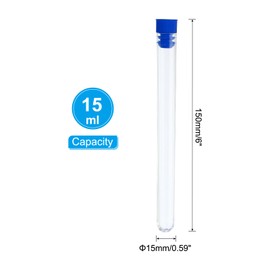 PATIKIL 15ml Test Tubes Set, 60pcs 5.91x0.59" PS Clear Round Bottom Test Tube Containers with Stopper for Bead Party Candy Bath Salt Storage Scientific Experiment Plant Propagation, Blue