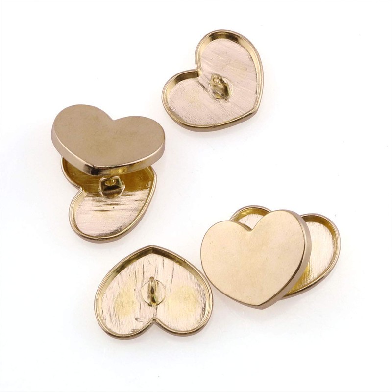 PZRT 6pcs 25mm Metal Heart-Shaped Buttons Fashion Women's Sewing Garment