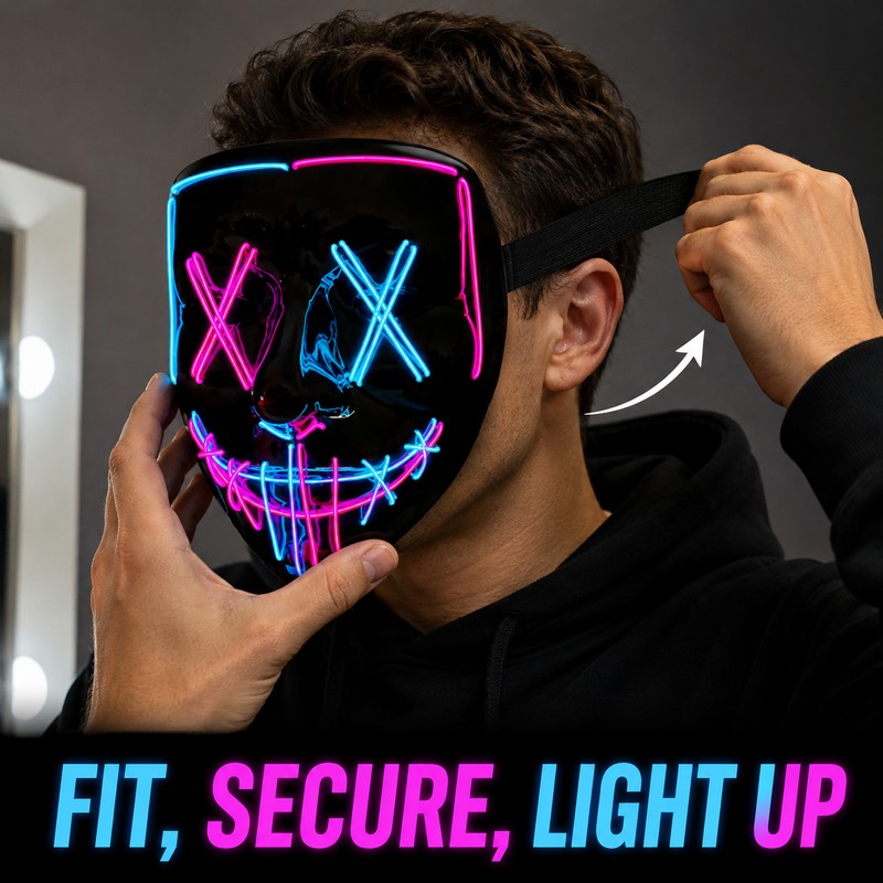 LED Halloween Mask for Cosplay - Light Up Scary Festival