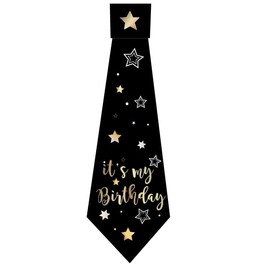 Happium Birthday Tie It's My Birthday Slogan Satin Tie Black Gold Tie Birthday Party Supplies, Party Ideas and Decorations Funny Birthday Sash Tie
