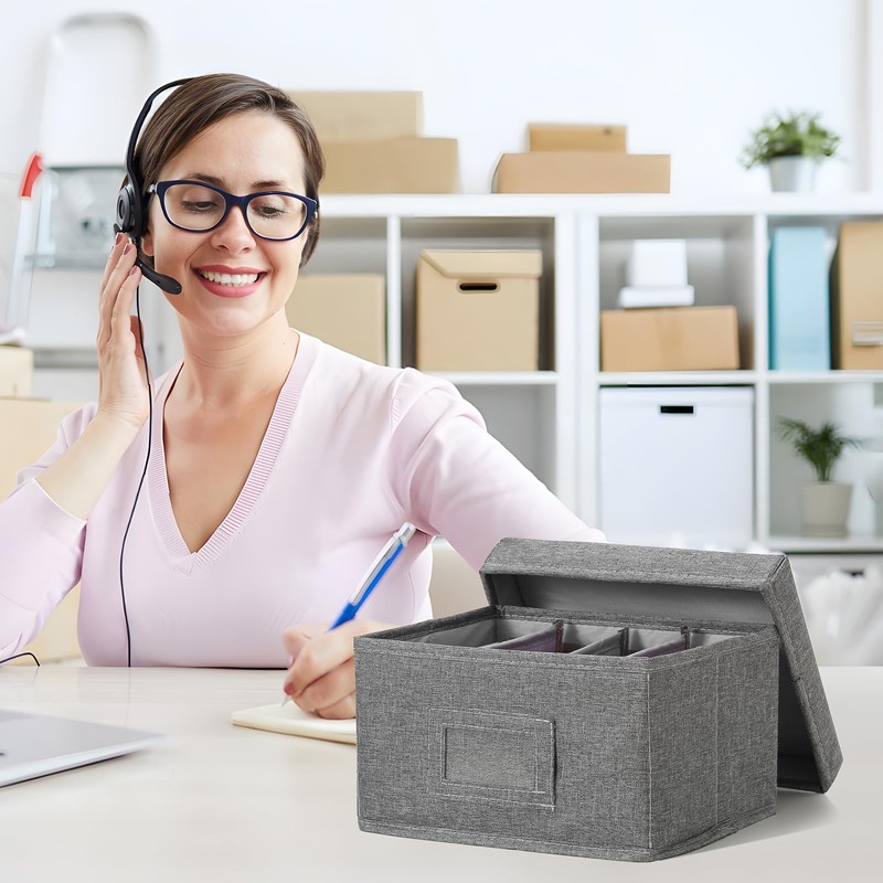 Qozary Index Card Holder 4x6 - Index Card Box With