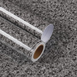 YENHOME Granite Countertop Contact Paper Waterproof 17.7"x200" Grey Granite Peel and Stick Countertops for Kitchen Bathroom Counter Contact Paper Terrazzo Contact Paper for Countertop Wallpaper