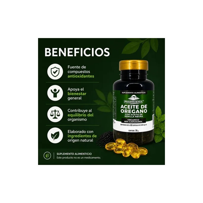 Suplemento Alimenticio De Aceite De Oregano 60 Caps