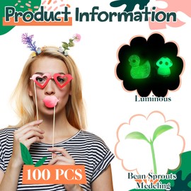 Tigeen 100 Pcs Duck Hair Clip with Bean Sprout and Mushroom Rave Sprout Trinkets Glow Duck Hairpins Funny Festival Hair Accessories Plant Flower Barrettes Headwear for Women