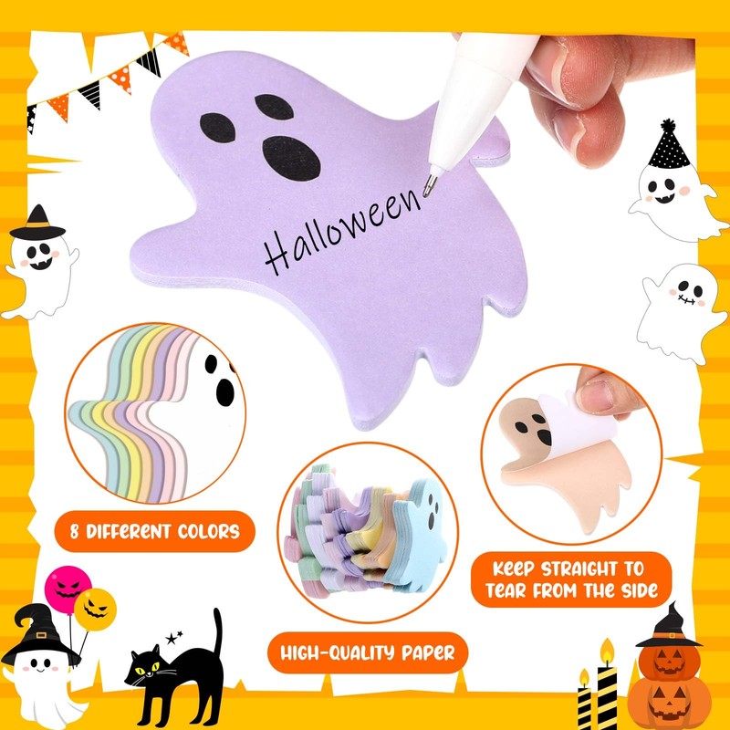 Ctosree 40 Pack Halloween Ghost Sticky Notes 8 Pastel Color