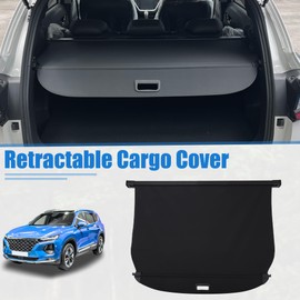 uxcell Retractable Cargo Cover for Hyundai Santa Fe 2019-2023 2 Row Waterproof Non Slip SUV Rear Trunk Shielding Shade Black