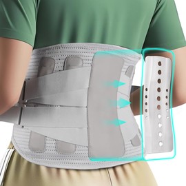 悠介楽 腰痛ベルト コルセット【人体工学設計】腰サポーター ガードナーベルト ハード固定サポート 通気性メッシュ構造 蒸れない 四季を通じて使用可能，樹脂キールの無料交換 使用シナリオを自由に切り替える 男女兼用 ウエストサポートベルト (腰囲95cm-110cm) (グレー, L)