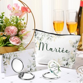 Namalu Braut Geschenke Set 1 Bride Makeup Tasche 1 Bride Klappspiegel Bride to Be Kosmetiktasche Make-Up-Spiegel Bride Reise Accessoires Party Decoration für Hochzeit Verlobung Brautparty JGA