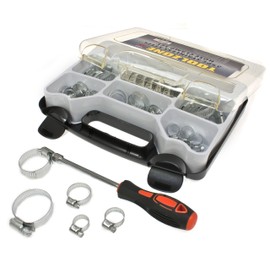 toolzone HW039 8-44 mm Stainless Steel Hose Clamps Clips - Silver (35-Piece)