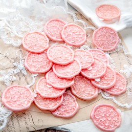 Nuvretk 30pcs Handmade Wax Seal Stickers, 3D Sakura Cluster Design, Elegant Self-Adhesive Envelope Seals for Wedding, Birthday, Party, and Event Invitations(Pearl Pink)