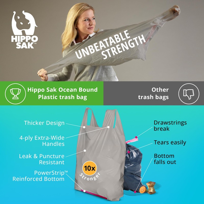 Hippo Sak - Tall Kitchen Garbage Bags with Ergonomic Handles