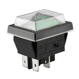 AUTOZOCO Rocker Switch Toggle Switch ON-OFF DPST 4 Way Waterproof Green 16 A