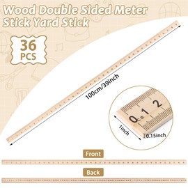 gisgfim 36 Pack 39 Inches Wood Double Sided Meter Stick Yard Stick Wood Economy Meterstick Wooden Ruler 100 Centimeters Measuring Yardstick Bulk School Classroom Home Office Kid Measuring Tailor Craft