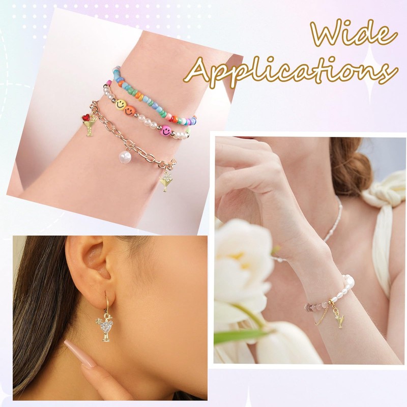 LiQunSweet 8 pcs 4 Styles Cocktail Theme Brass Cubic Zirconia