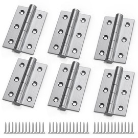 Bwintech 3 Pairs 75 x 50 x 2.0mm(3 inch) Satin Chrome Brushed Hinge for Fire Door, Steel Fire Rated Internal Door Hinges, Ball Bearing Hinge for Internal Use in Residential and Commercial Buildings