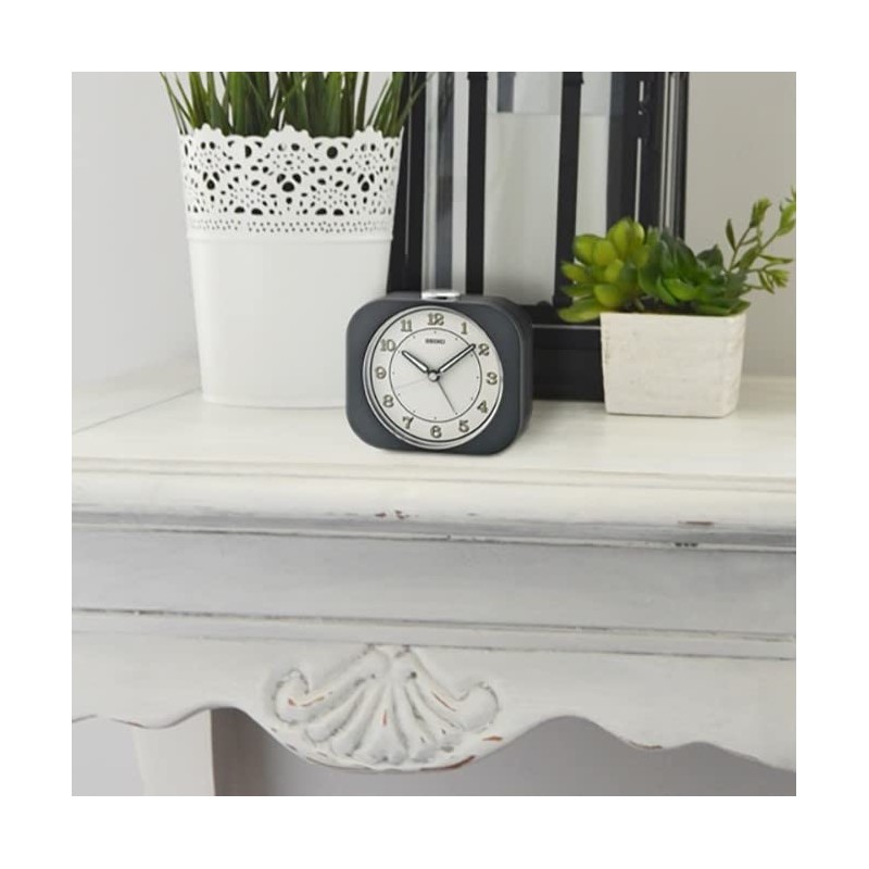 Seiko Kyoda Bedroom Alarm Clock, Metallic Black