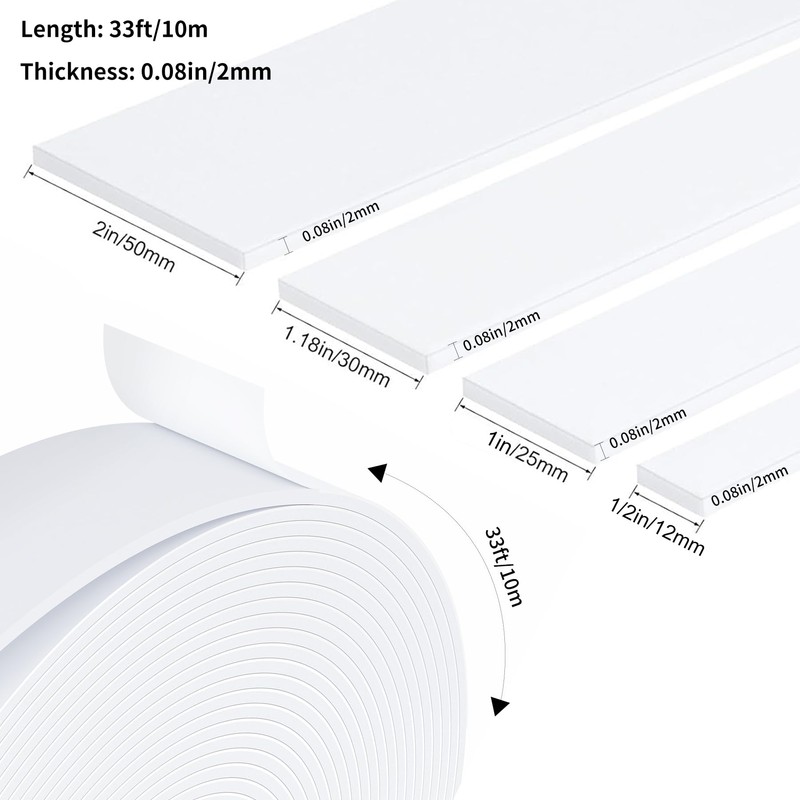 Strong Adhesive Door Weather Stripping,2Inch Wide X 1/13 Inch Thick,Foam