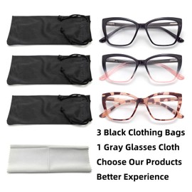 FoxMook 3-Pack Reading Glasses for Women, Oprah Style Frame Spring Hinge Readers Blue Light Blocking Glasses, C1_Black C5_Black-Pink C6_Pink-BlackPot 1.25 x