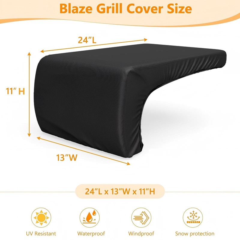 STARTWO Grill Cover for Built-in Double Side Burners,Black Heavy Duty