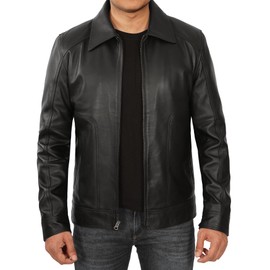 fjackets Thomas Black Leather Jacket Men | [1104825] XL