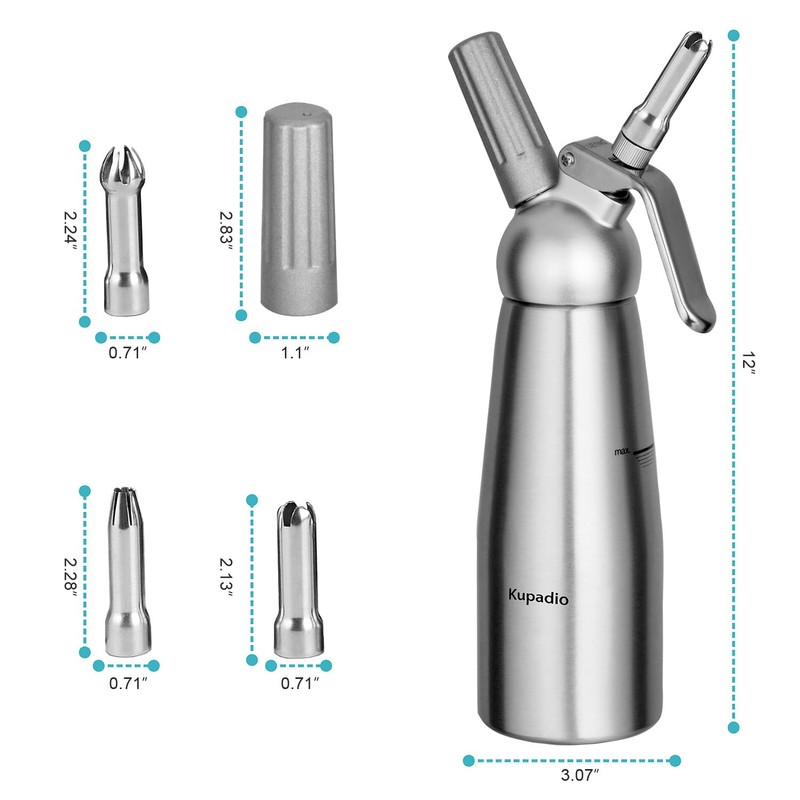 Professional Aluminum Whipped Cream Dispenser Cream Maker 500mL (1 Pint)