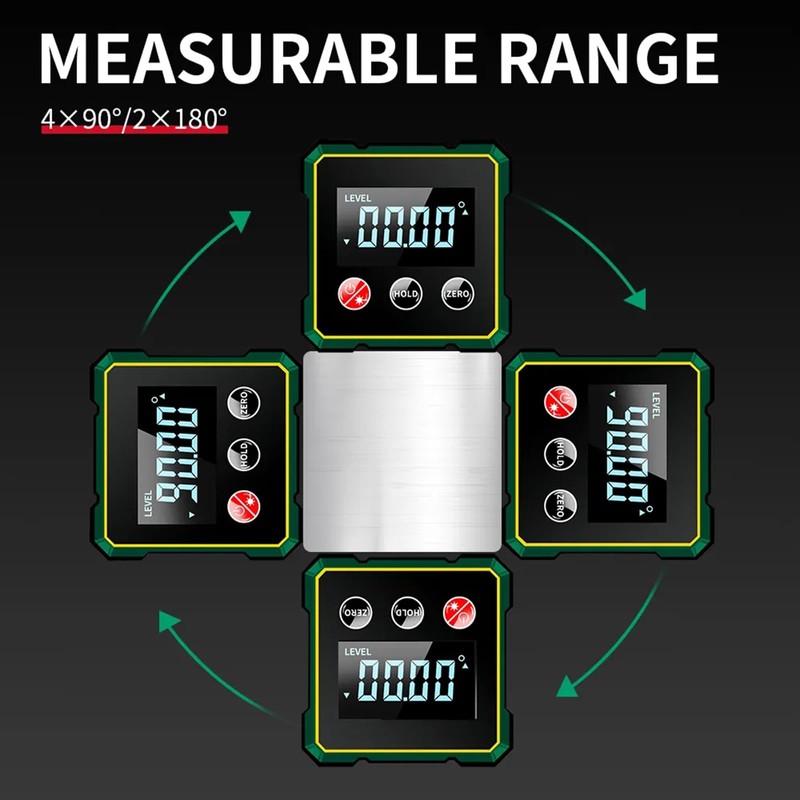 Digital Angle Finder with Electronic Laser Level,Rechargeable Inclinometer- 4-side Strong