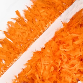 Orange Turkey Feather Trim Fringe for DIY Dress Skirt Crafts，Feathers Trim by The Yard Width 4-6 inches Costumes Decoration per Pack of 2 Yards