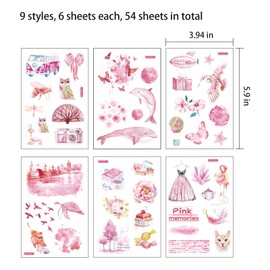 Luabue 54pcs Scrapbooking Stickers Decoration Stickers in Various Patterns Stickers for Scrapbook Notebook Diary Photo Album Calendar DIY Decoration Bullet Journal
