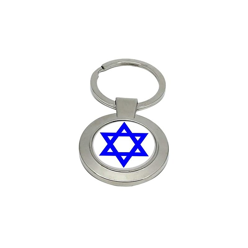 Giftshop UK Star Of David Jewish Keyring, Silver tone metal