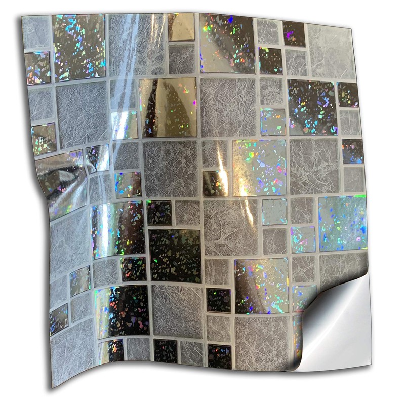32 Glitter Silver Chrome Kitchen Bathroom Tile Stickers Transfers 15