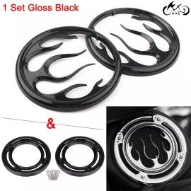 Unbranded For Harley Electra Street Tri Glide Flames Speaker Grill Accent Cover Trim Black