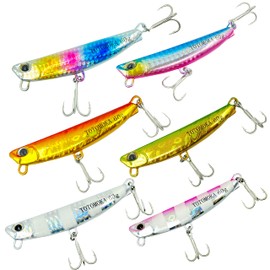 TOTOMOKA Metal Jig, Sea Bass Flounder Lure, Set of 6, Jigs, 0.3 oz (10 g), 0.5 oz (15 g), 0.8 oz (20 g), 0.8 oz (20 g), 0.8 oz (20 g), 0.8 oz (20 g), All-Star