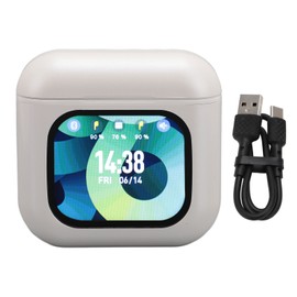 Wireless Earbuds with Touchscreen Charging Case Half In Ear ENC Call Noise Reduction Type C Bluetooth 5.3 Headphones for Sports Exercise White