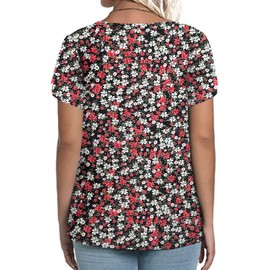 Summer Tops for Women Plus Size Cute Petal Sleeve Floral Printed Pleated Shirts 5XL