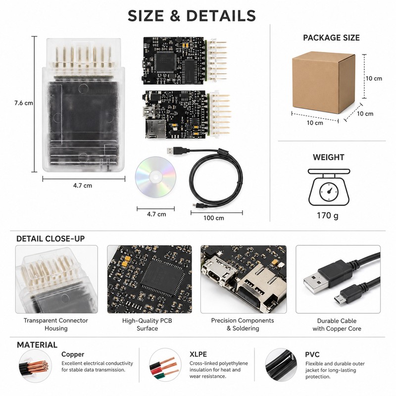 OBD2 ECU Flash Cable for Vehicle Diagnostics – Openport 2.0-Style